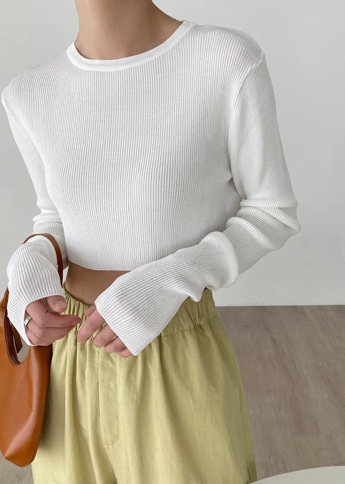 Kaz Cropped Knit Top 8211 White Women The Frankie Shop Clothing