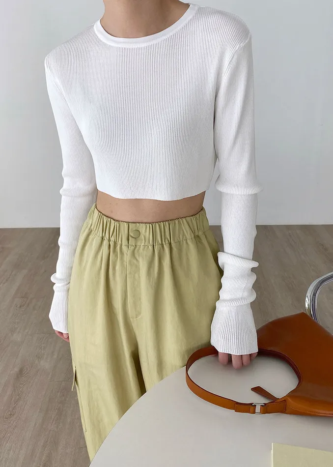 Kaz Cropped Knit Top 8211 White Women The Frankie Shop Clothing