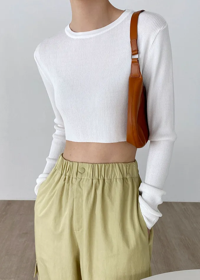 Kaz Cropped Knit Top 8211 White Women The Frankie Shop Clothing