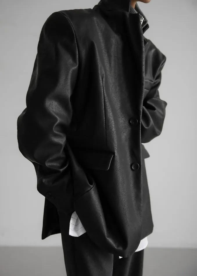 Kelso Faux Leather Blazer 8211 Black Women The Frankie Shop Clothing