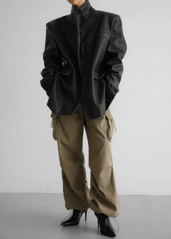 Kelso Faux Leather Blazer 8211 Black Women The Frankie Shop Clothing