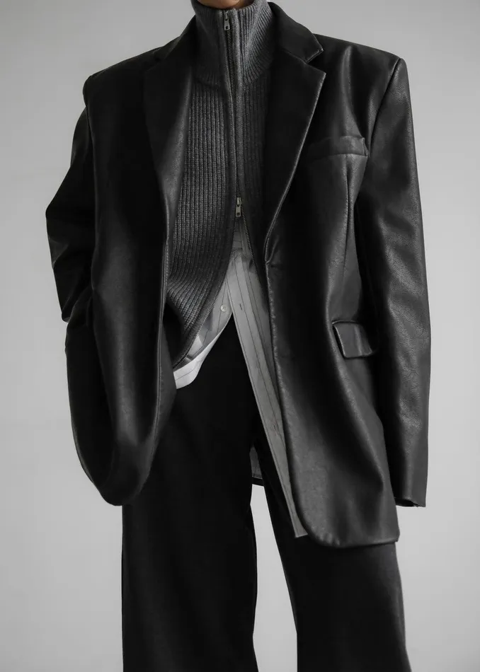 Kelso Faux Leather Blazer 8211 Black Women The Frankie Shop Clothing