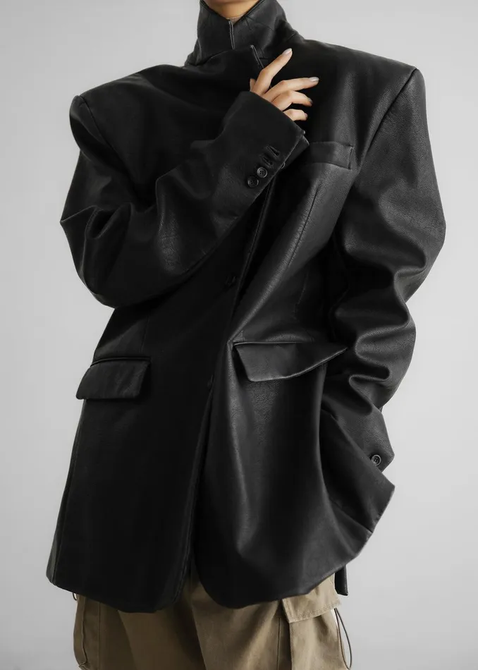 Kelso Faux Leather Blazer 8211 Black Women The Frankie Shop Clothing