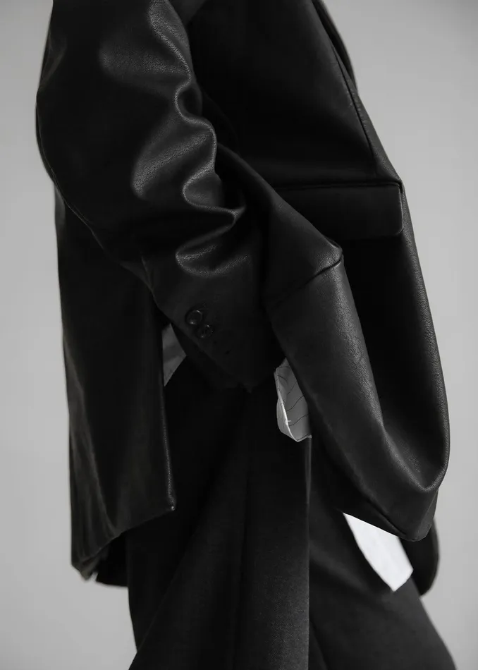 Kelso Faux Leather Blazer 8211 Black Women The Frankie Shop Clothing