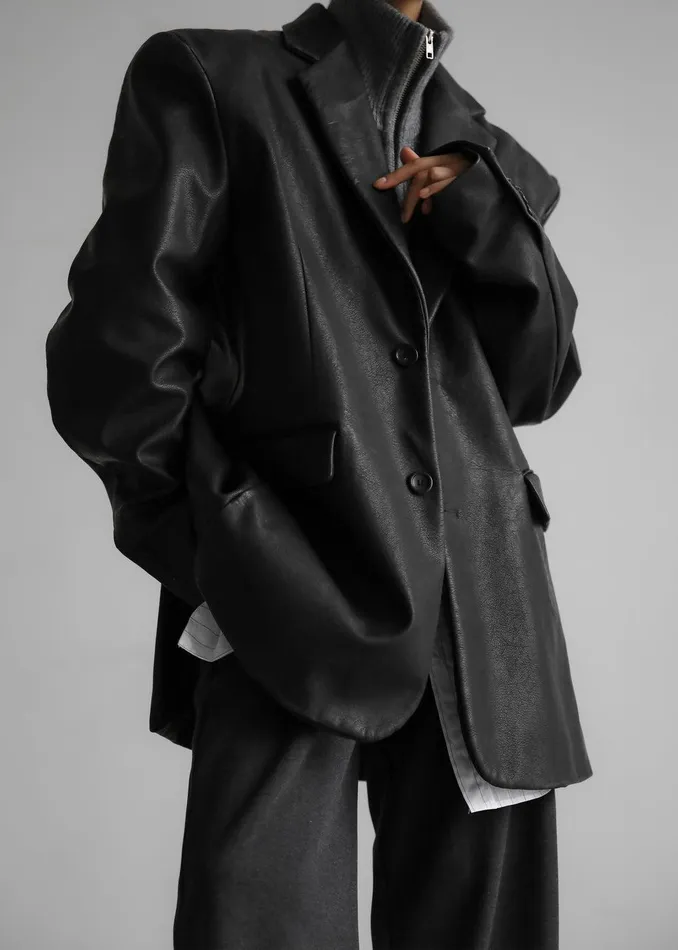 Kelso Faux Leather Blazer 8211 Black Women The Frankie Shop Clothing