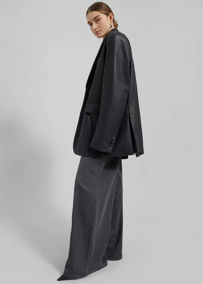 Kelso Faux Leather Blazer 8211 Black Women The Frankie Shop Clothing