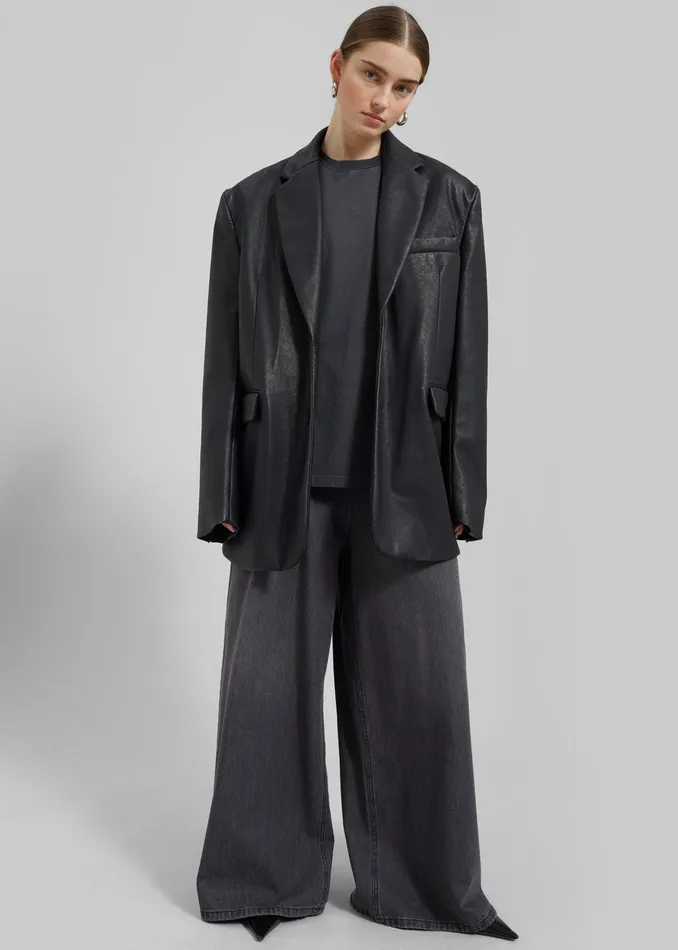 Kelso Faux Leather Blazer 8211 Black Women The Frankie Shop Clothing