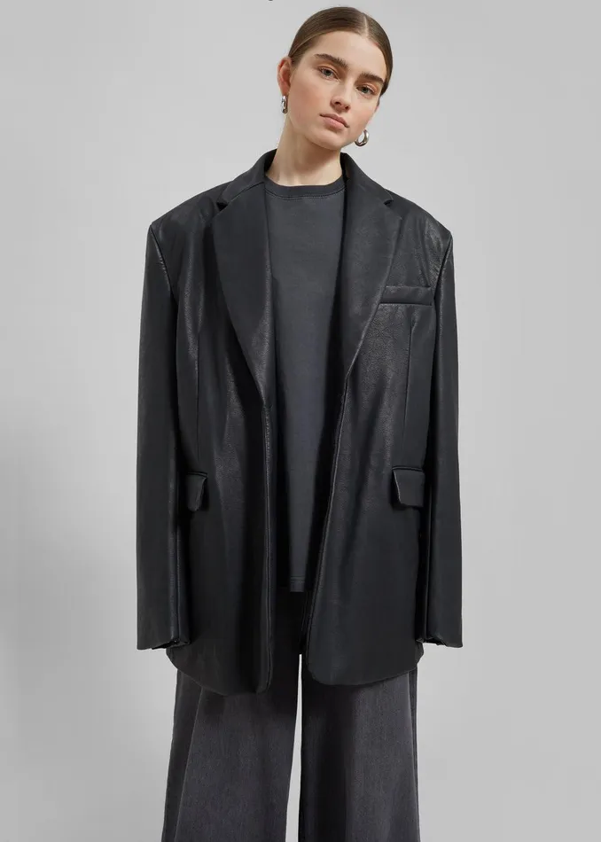 Kelso Faux Leather Blazer 8211 Black Women The Frankie Shop Clothing