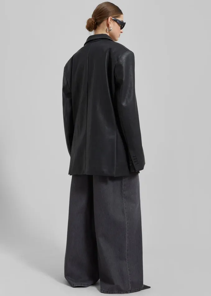 Kelso Faux Leather Blazer 8211 Black Women The Frankie Shop Clothing