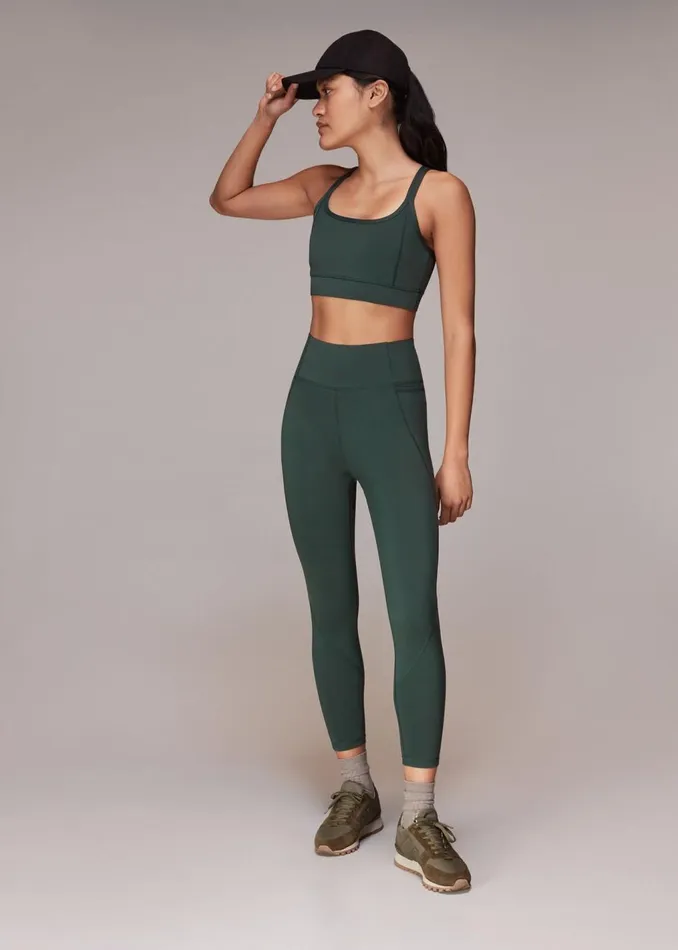 Khaki Cross Back Sports Bra Women Whistles Tops