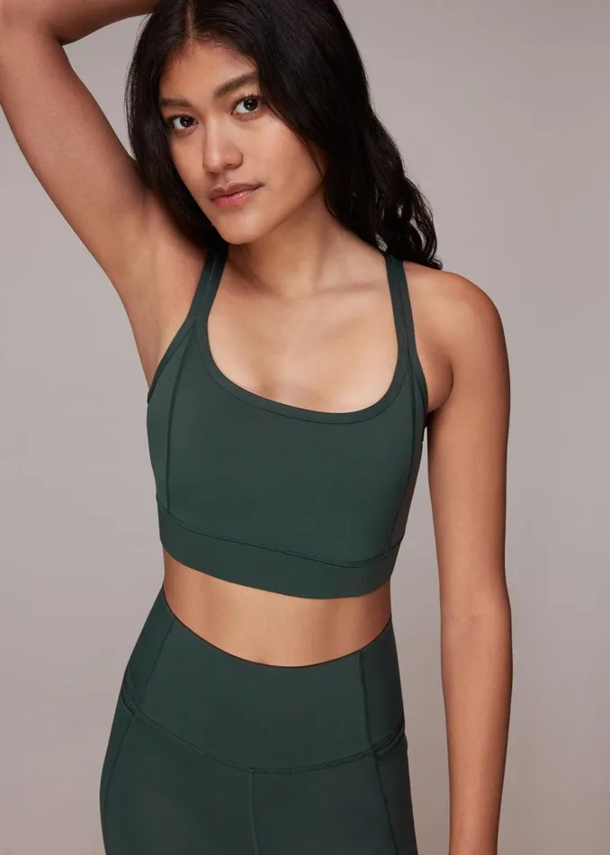 Khaki Cross Back Sports Bra Women Whistles Tops