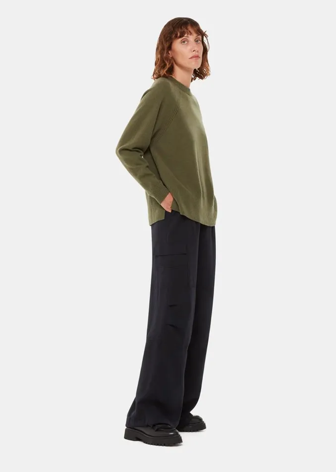 Khaki Ultimate Cashmere Crew Neck Women Whistles Knitwear and Cashmere