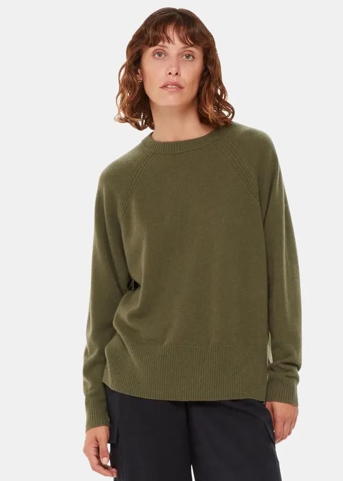 Khaki Ultimate Cashmere Crew Neck Women Whistles Knitwear and Cashmere