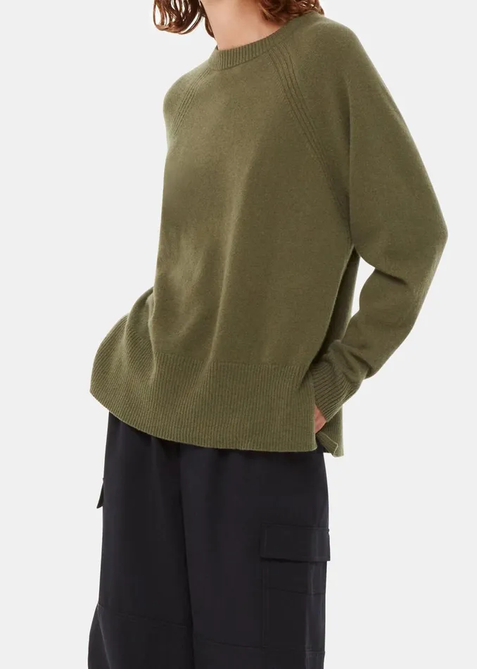 Khaki Ultimate Cashmere Crew Neck Women Whistles Knitwear and Cashmere