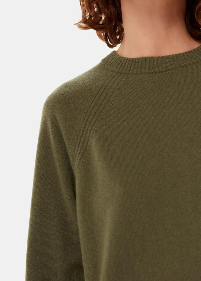 Khaki Ultimate Cashmere Crew Neck Women Whistles Knitwear and Cashmere