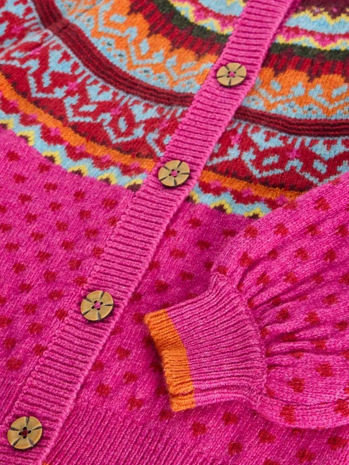 Kids Fairisle Cardigan Bright Pink Kids White Stuff Knitwear