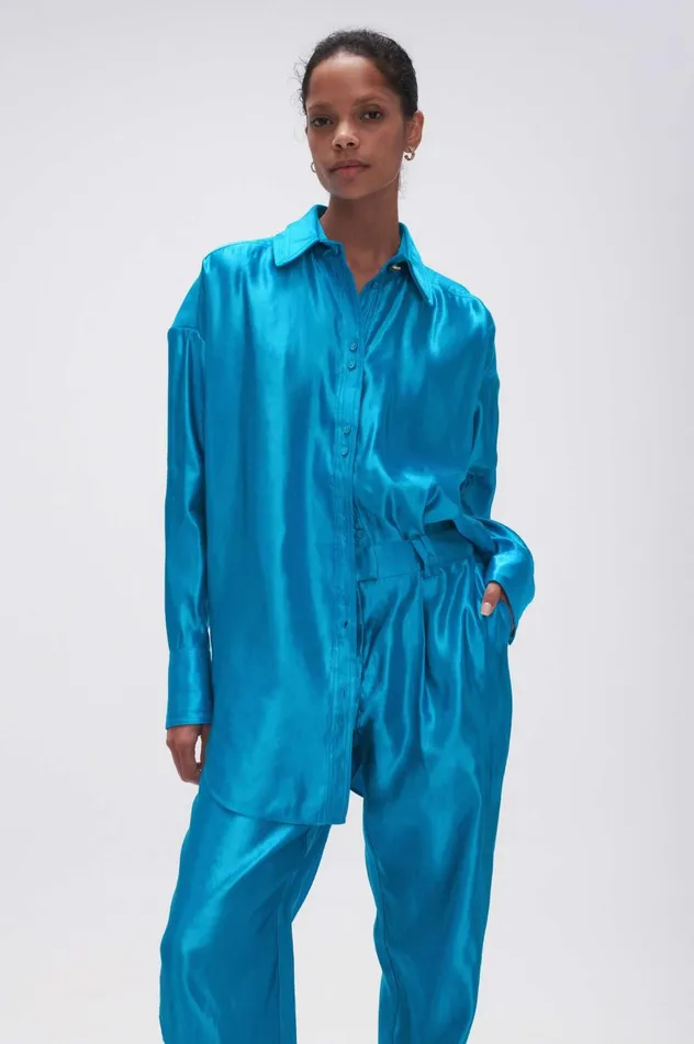 Kingsford Shirt Azure Blue Women Aje Matching Sets