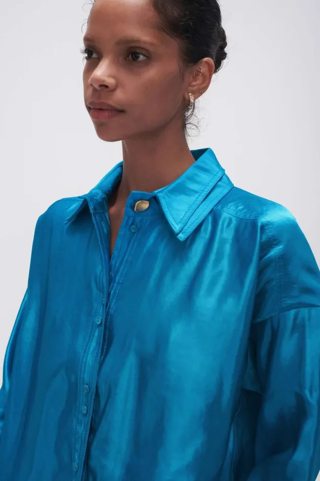 Kingsford Shirt Azure Blue Women Aje Matching Sets Kingsford Shirt Azure Blue Women Aje Matching Sets