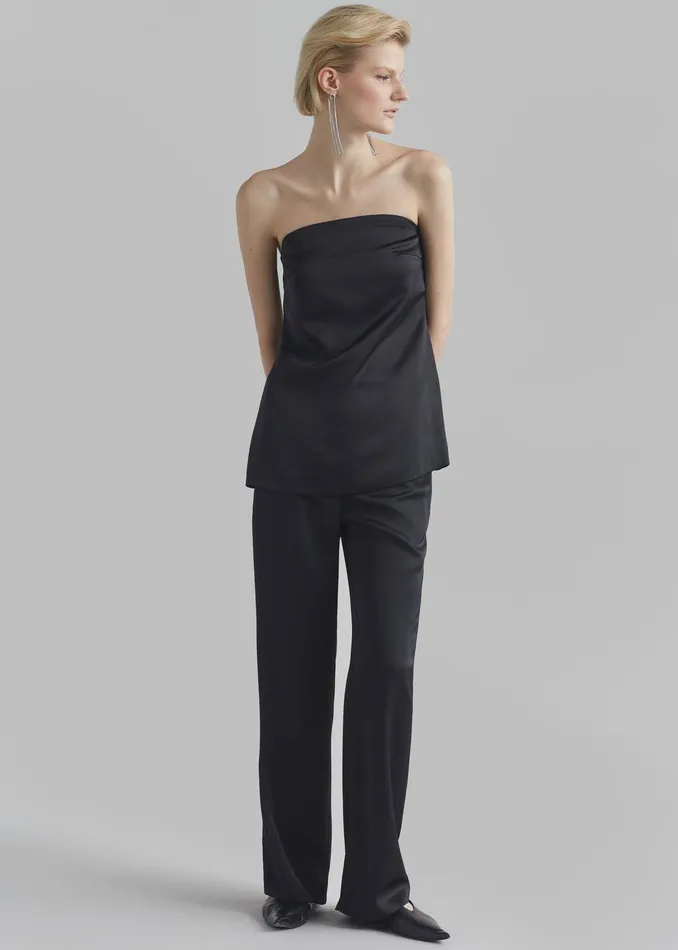 Kit Satin Strapless Top 8211 Black Women The Frankie Shop Clothing