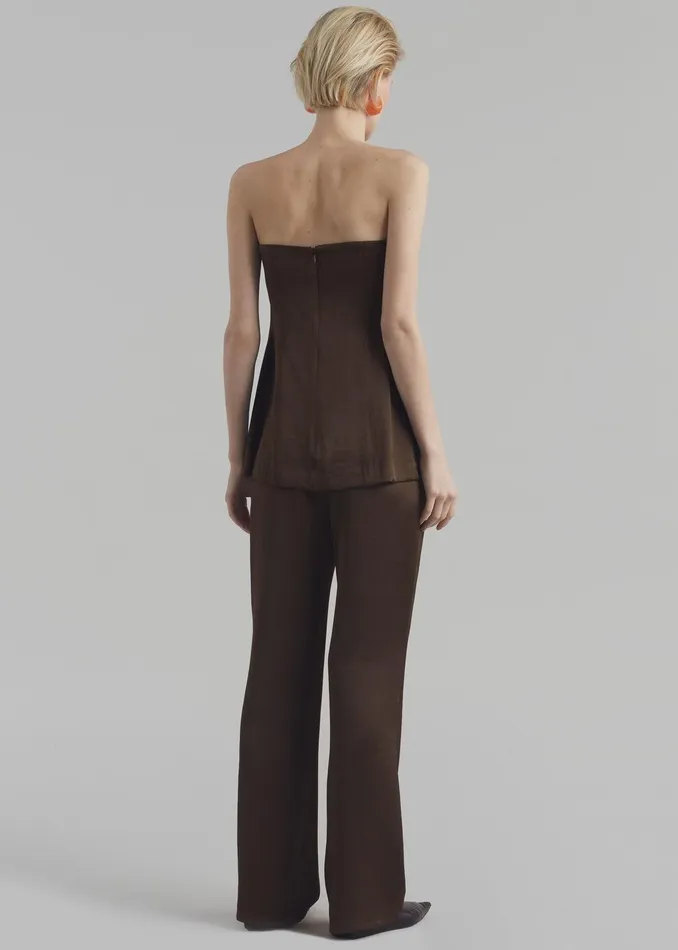 Kit Satin Strapless Top 8211 Brown Women The Frankie Shop Clothing