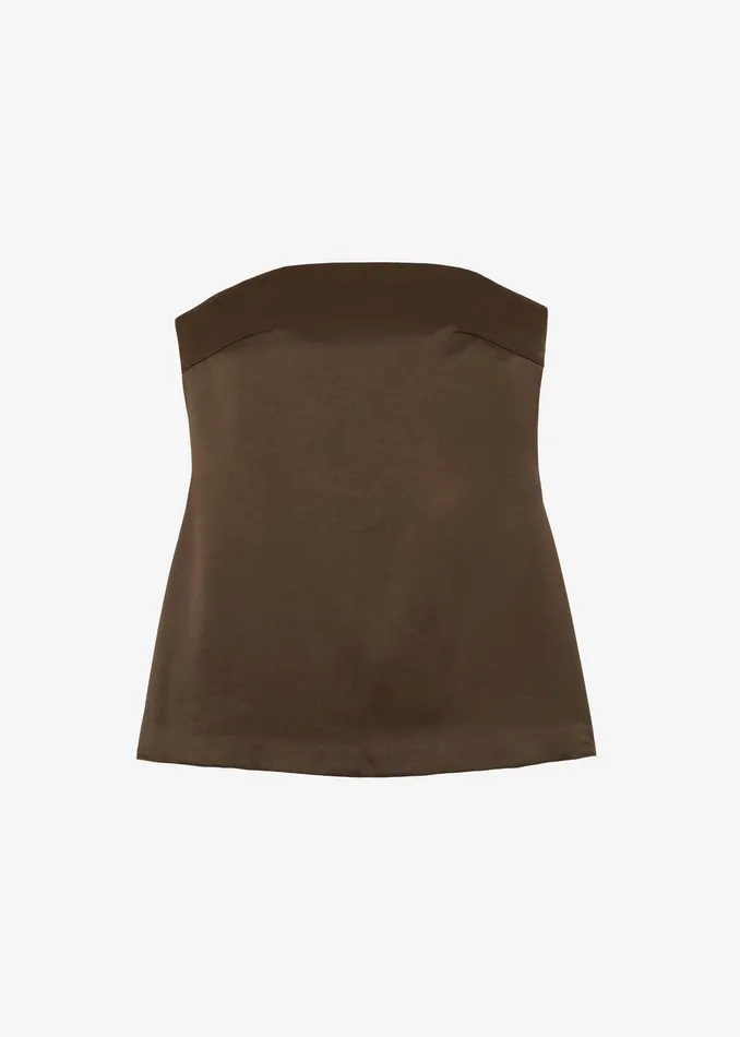 Kit Satin Strapless Top 8211 Brown Women The Frankie Shop Clothing
