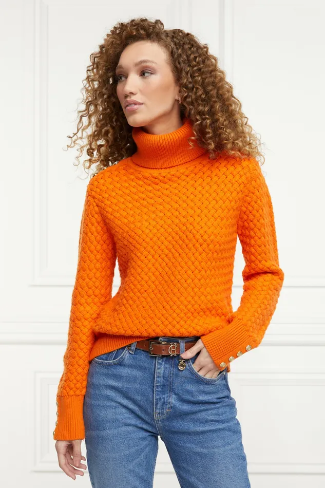 Knitwear Womens Basket Weave Jumper Tangerine Holland Cooper Knitwear Womens Basket Weave Jumper Tangerine Holland Cooper