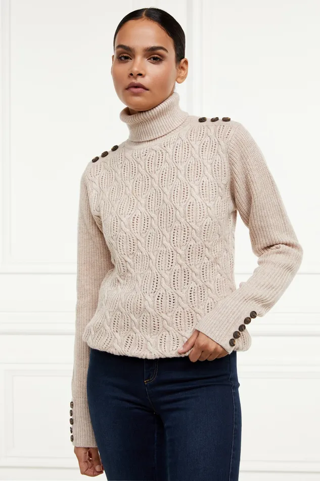 Knitwear Womens Cotswold Roll Neck Knit Oatmeal Holland Cooper