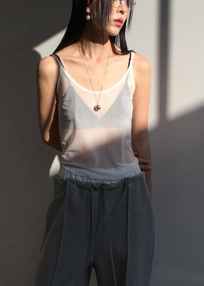 Kyla Sheer Tank Top 8211 White Women The Frankie Shop Clothing