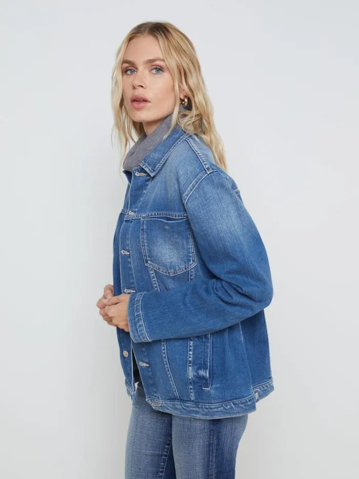 L039Agence Aged Denim Women Karina Oversized Denim Jacket Hayward