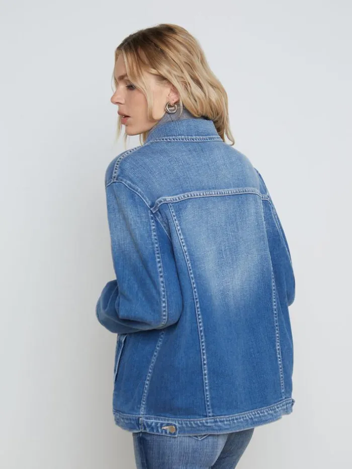 L039Agence Aged Denim Women Karina Oversized Denim Jacket Hayward