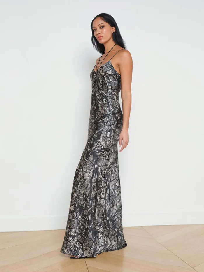 L039Agence Dresses and Jumpsuits Women Serita Silk Slip Dress Blackecru Map Of Paris