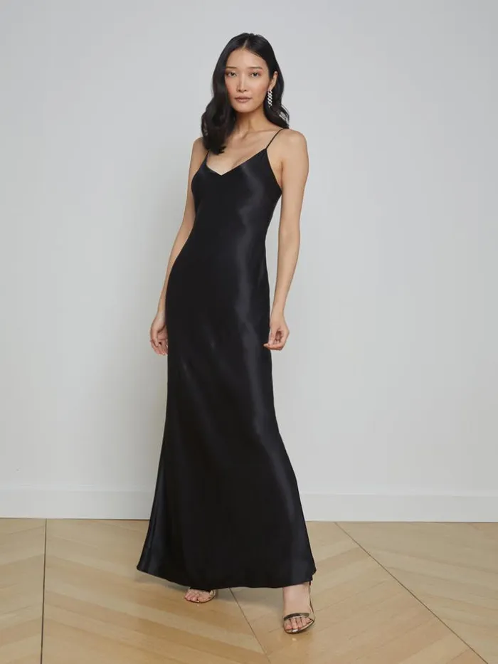 L039Agence Essentials Women Serita Silk Slip Dress Black