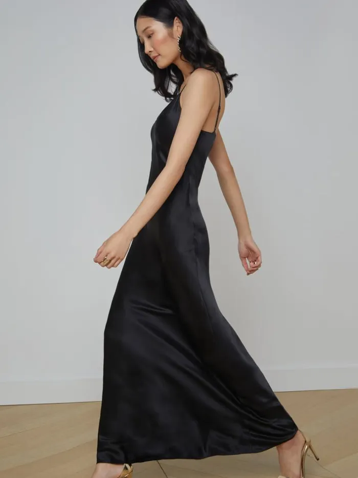 L039Agence Essentials Women Serita Silk Slip Dress Black