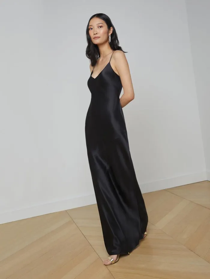 L039Agence Essentials Women Serita Silk Slip Dress Black