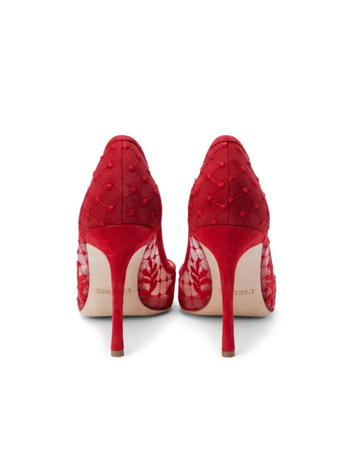 L039Agence Heels and Pumps Women Anais Lace Pump Red Lacesuede