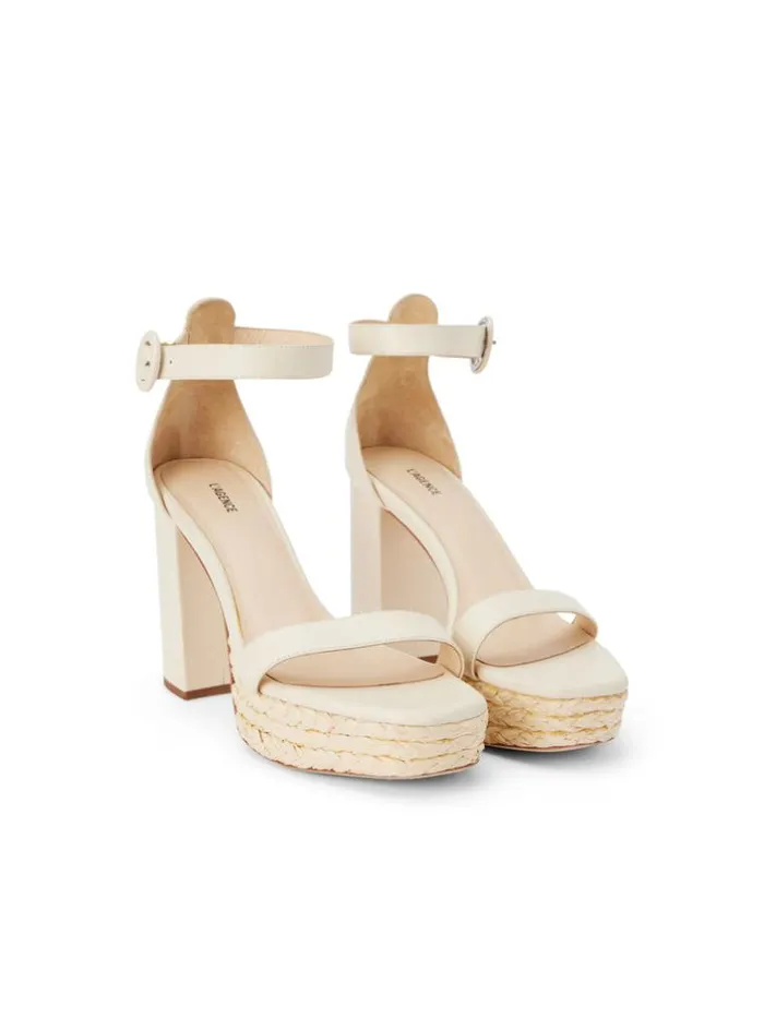 L039Agence Heels and Pumps Women Avia Leather Platform Sandal Ecru Leather