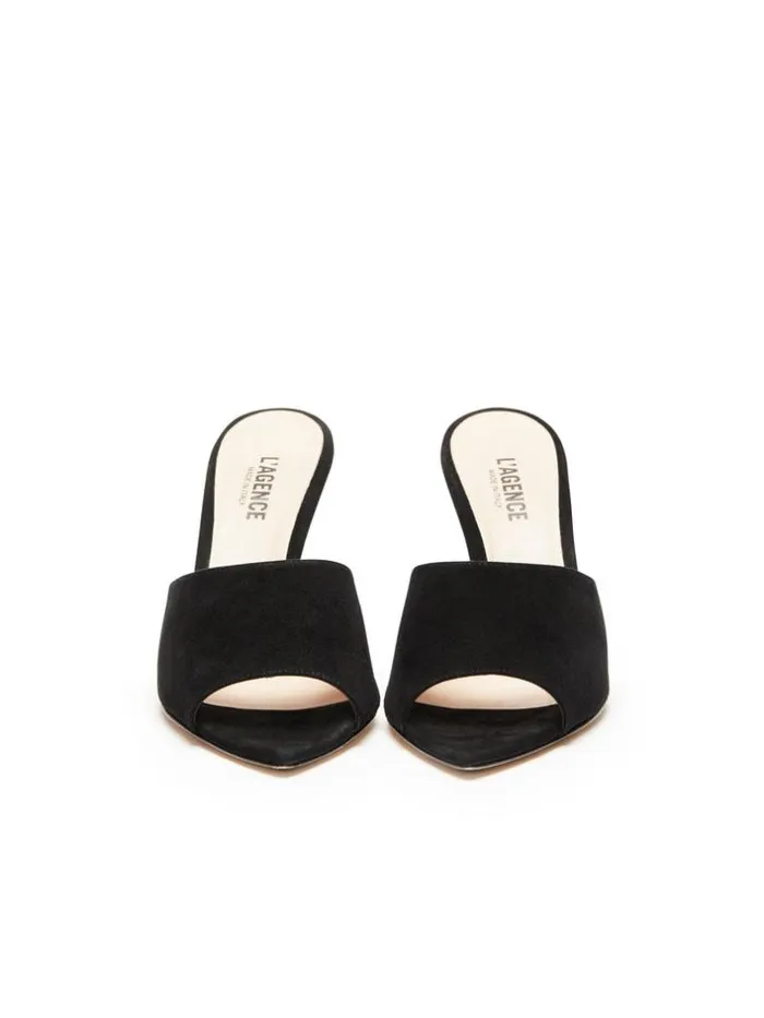 L039Agence Heels and Pumps Women Lolita Open Toe Mule Black Suede