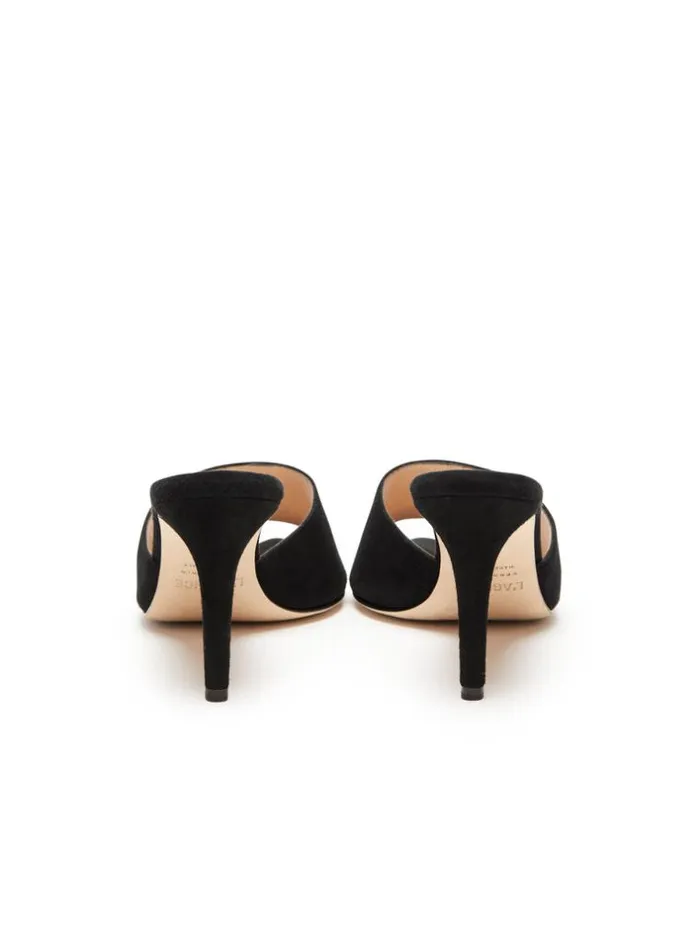 L039Agence Heels and Pumps Women Lolita Open Toe Mule Black Suede