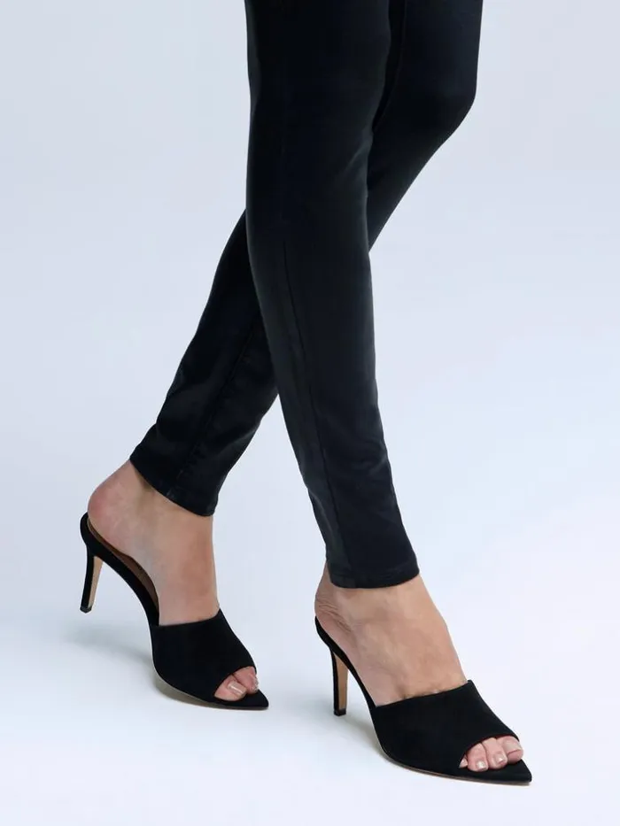 L039Agence Heels and Pumps Women Lolita Open Toe Mule Black Suede