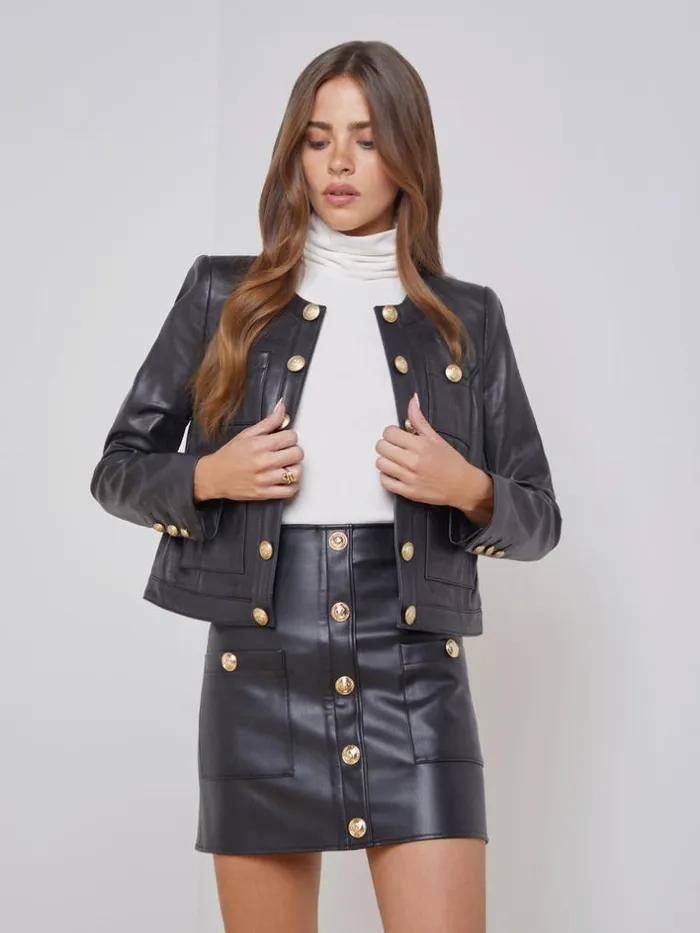 L039Agence Leather Women Jayde Jacket Black