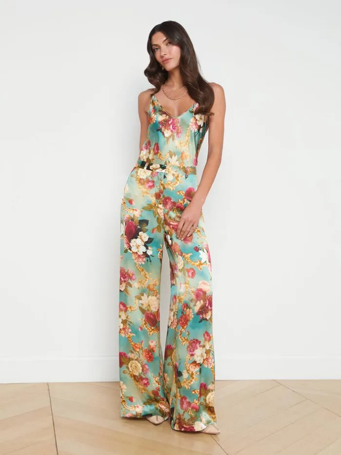 L039Agence Pants Shorts and Skirts Women Gavin Silk WideLeg Pant Multi Rococo