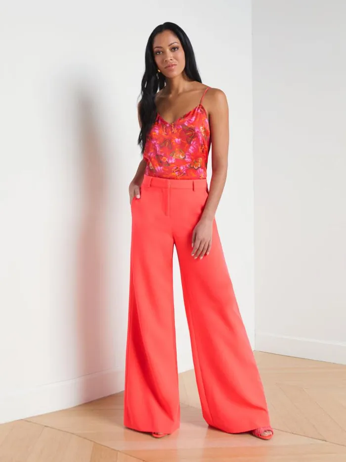 L039Agence Pants Shorts and Skirts Women Pilar WideLeg Pant Neon Coral