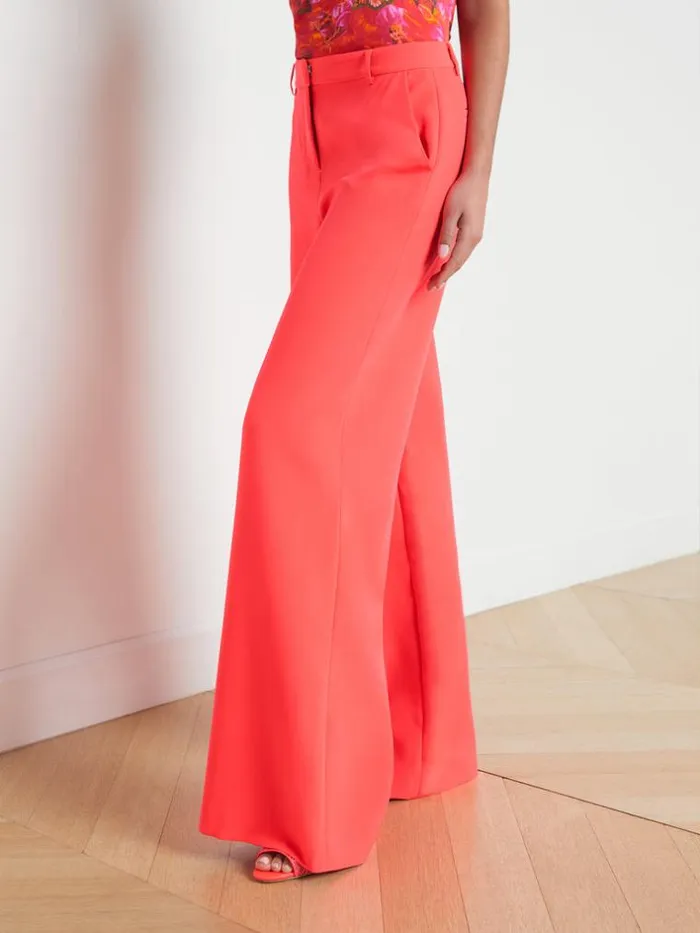 L039Agence Pants Shorts and Skirts Women Pilar WideLeg Pant Neon Coral