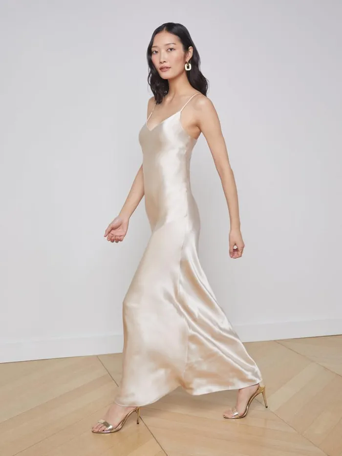 L039Agence Silks Women Serita Silk Slip Dress Champagne
