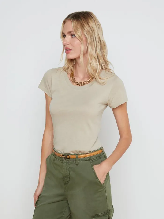 L039Agence Tees Women Cory Cotton Scoopneck Tee Biscuit