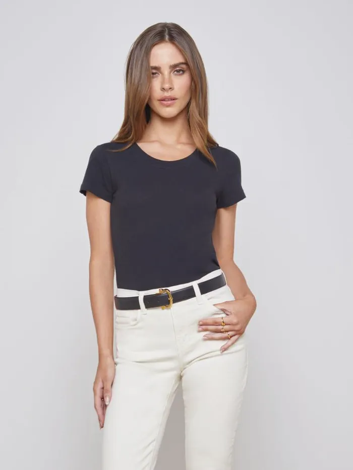 L039Agence Tees Women Cory Cotton Scoopneck Tee Black