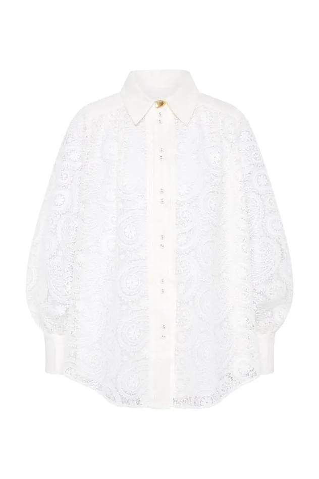 Laicey Paisley Shirt Ivory Women Aje Tops Laicey Paisley Shirt Ivory Women Aje Tops