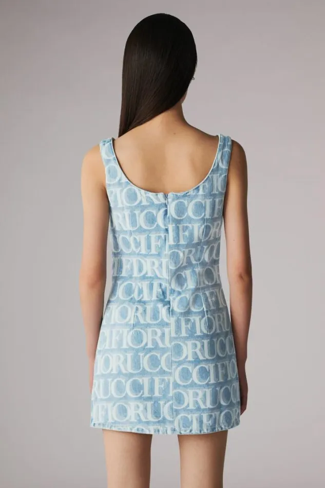 Laser Monogram Denim Mini Dress Blue Blue Women Fiorucci Laser Monogram Denim Mini Dress Blue Blue Women Fiorucci