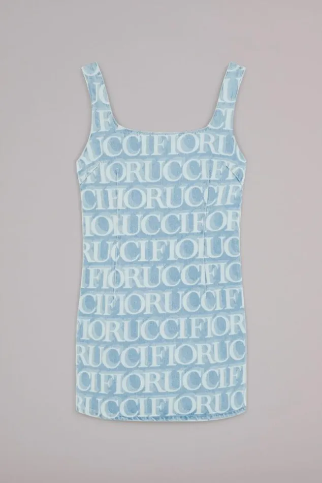 Laser Monogram Denim Mini Dress Blue Blue Women Fiorucci Laser Monogram Denim Mini Dress Blue Blue Women Fiorucci