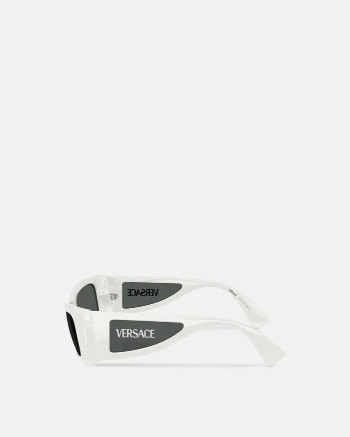 Lens Logo Sunglasses White Women Versace Sunglasses